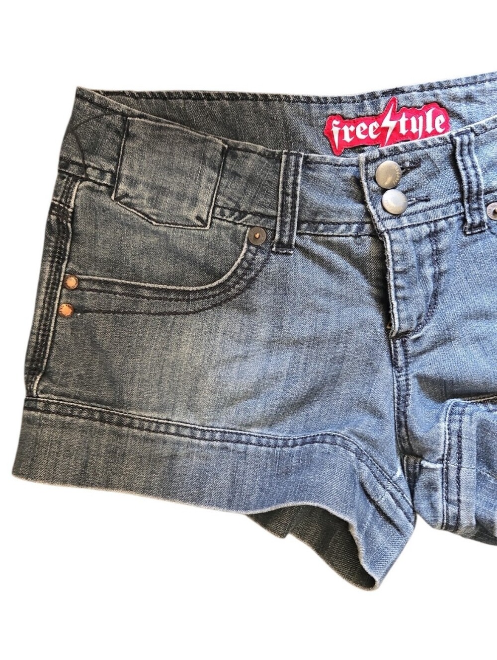 Y2k Freestyle Denim Micro Medium Wash Shorts - 9